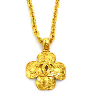 CHANEL Coco Mark Metal Gold Necklace for Women e61372j